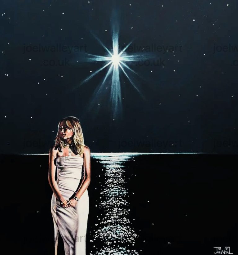 Moonlight Princess. Elegant young Lady standing in the Moonlight.
